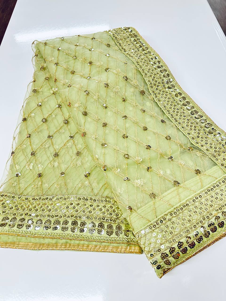 Party Wear Designer Saree With Sequence & Dori Work