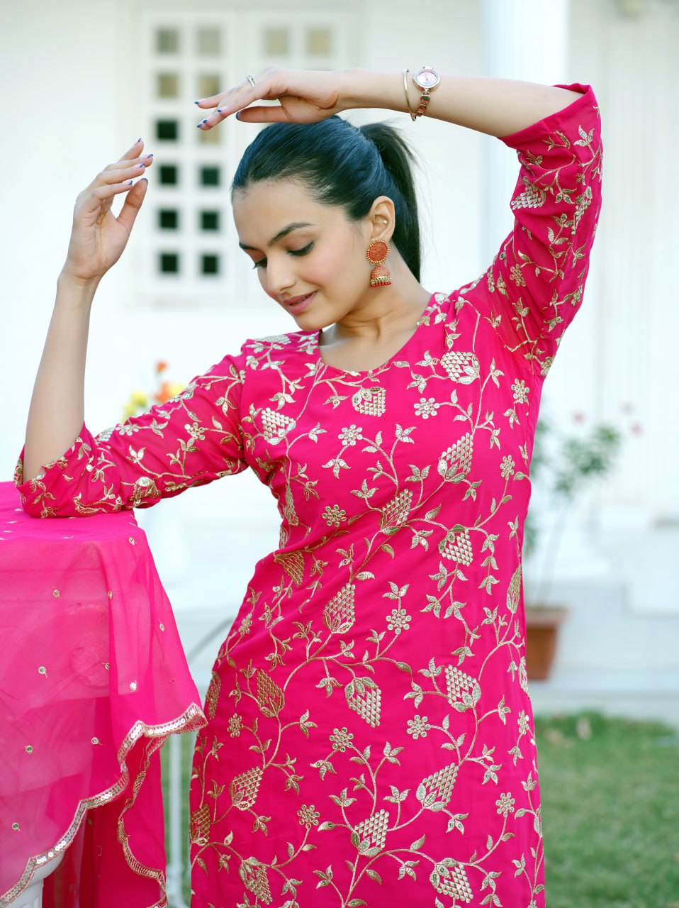 Designer Party Wear Sharara Suit With Sequence Embroidered Work