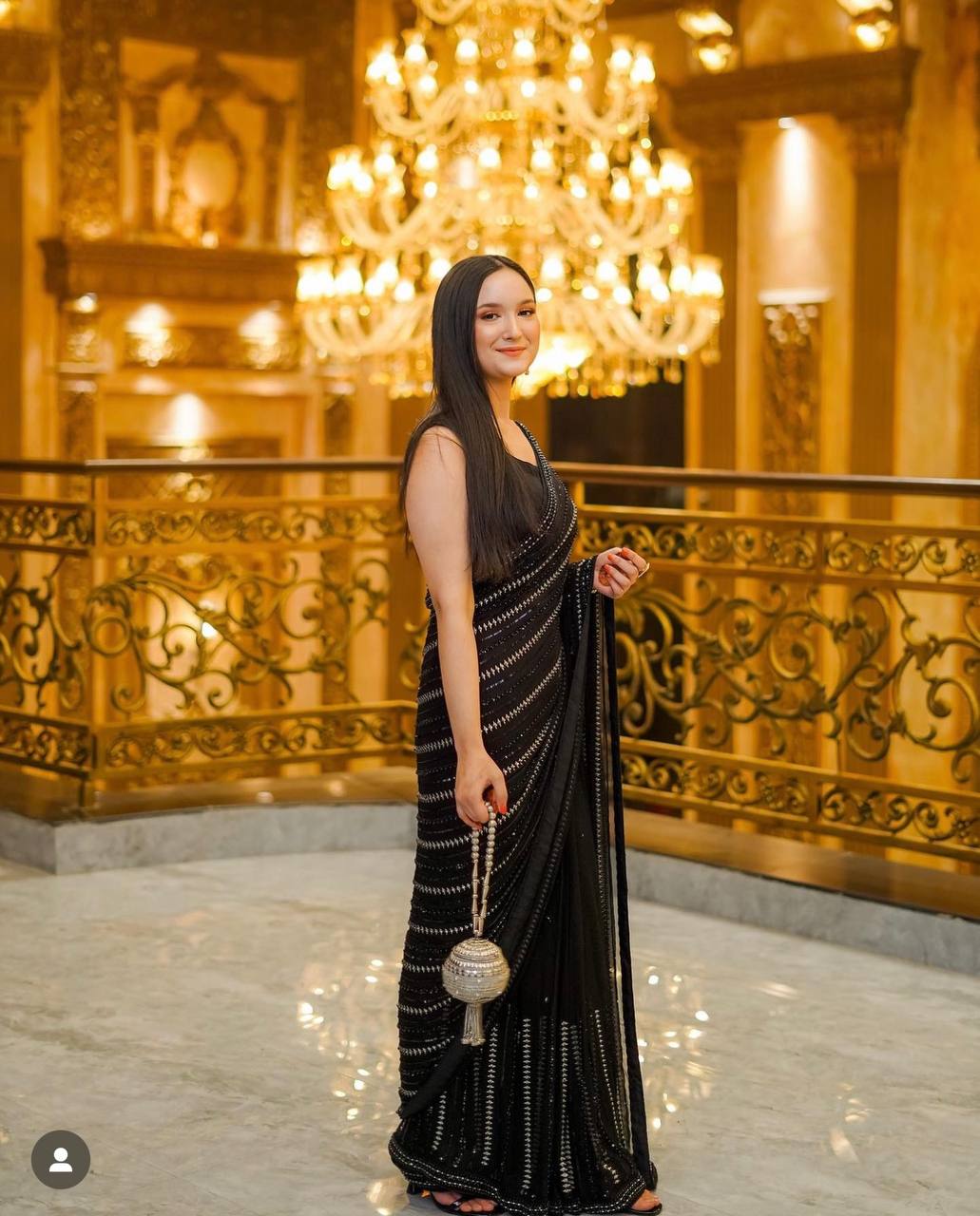 Designer Party Wear Saree With Sequence & Zari Work