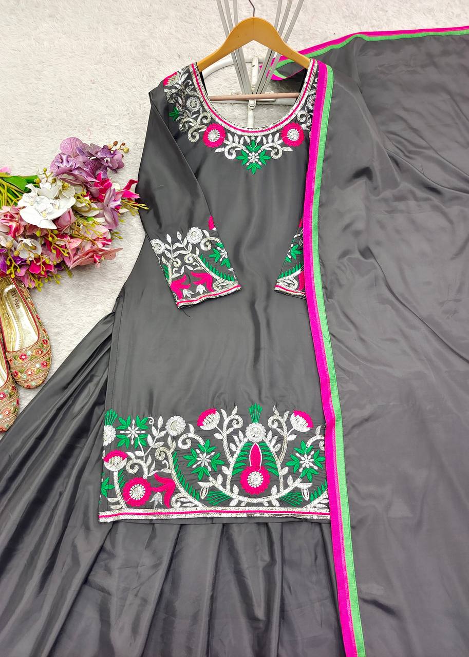 Party Wear Beautiful Top And Lehenga With Dupatta