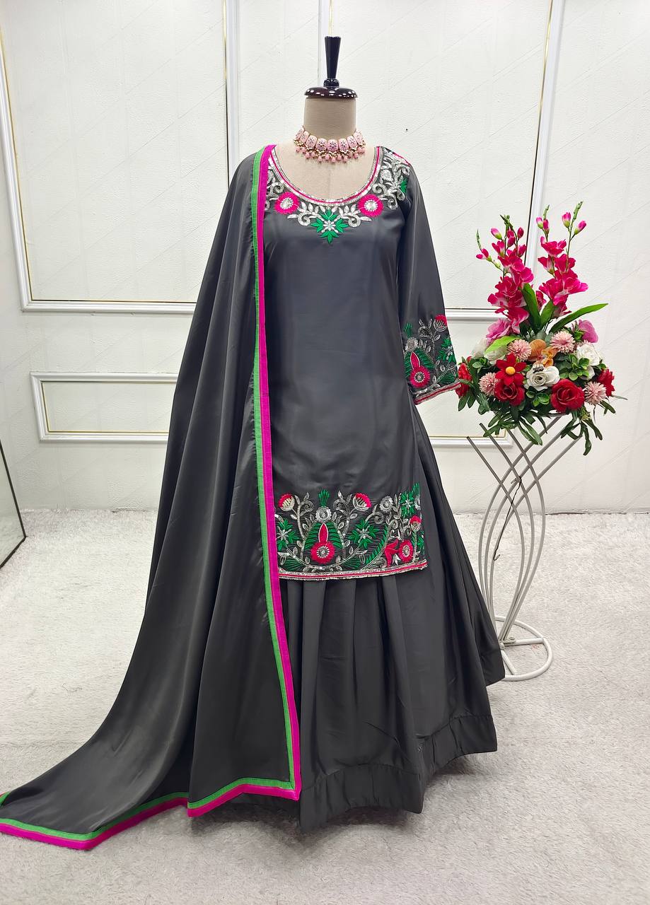 Party Wear Beautiful Top And Lehenga With Dupatta