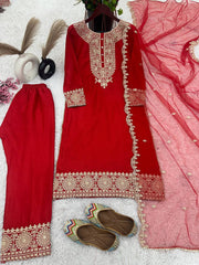 Beautiful Top-Bottom And Dupatta With Embroidery Coding Dori-Sequence Work