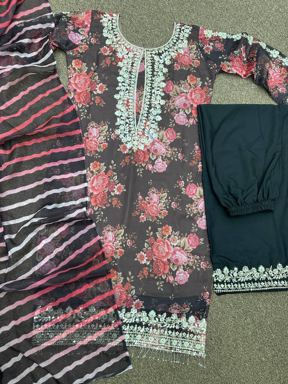 Fancy Suit Set With Digital Print And Embroidery Work