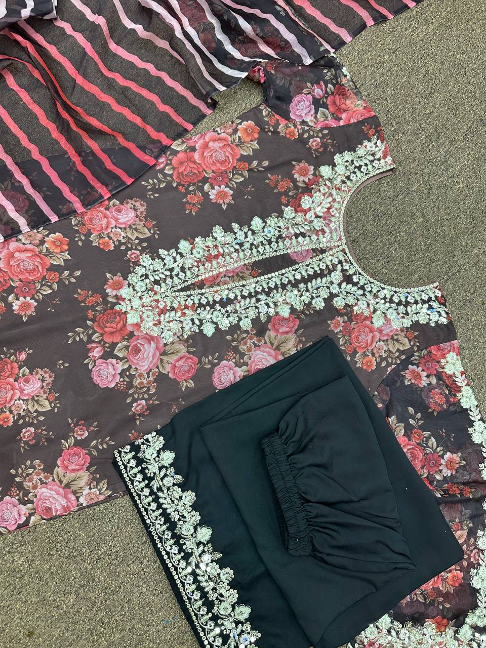 Fancy Suit Set With Digital Print And Embroidery Work