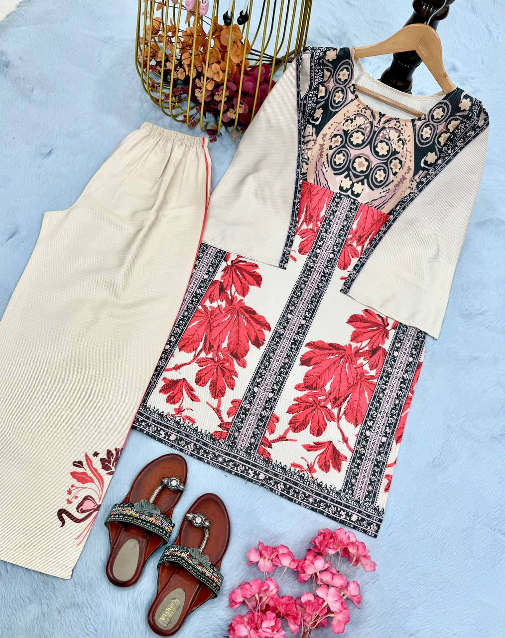 Designer Party Wear Look Co-ords Set With Digital Print