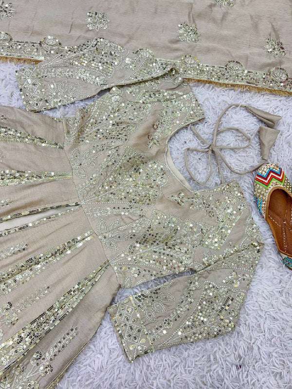 Designer Party Wear Look Gown With Lehenga With Dupatta