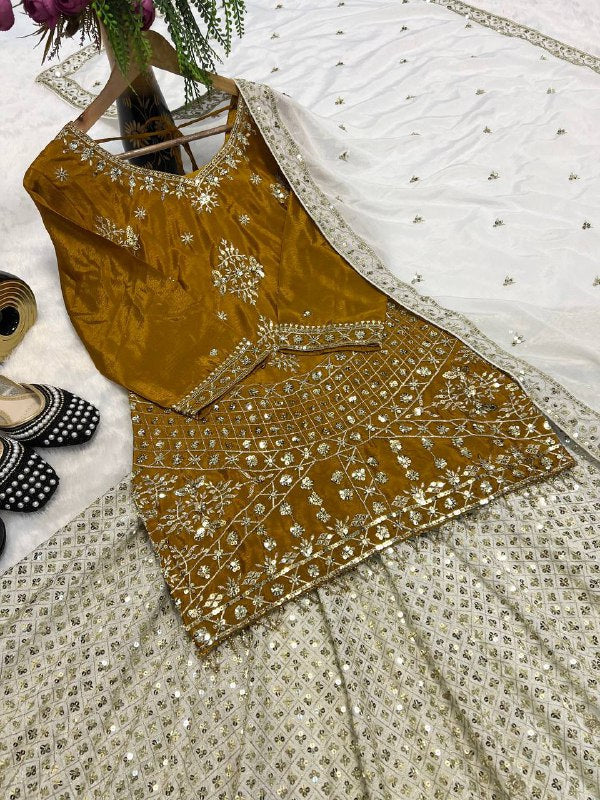 Fancy Top Lehenga With Embroidery Work, Sequence & Zari Work