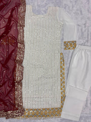 Designer Suit Set With Fancy Embroidery Sequence Work