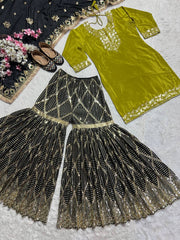 Party Wear Designer Suit Set With Heavy Embroidery Work