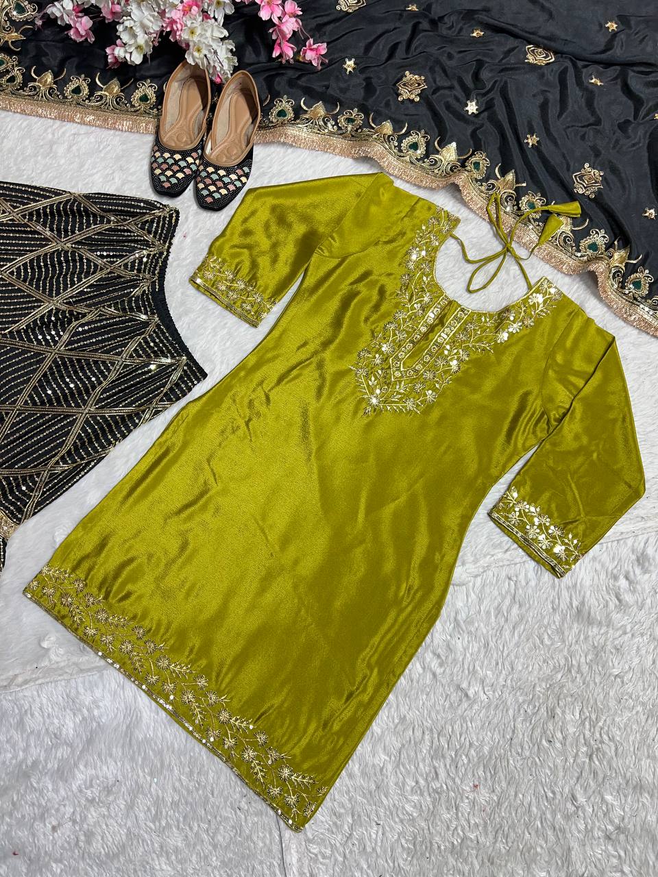 Party Wear Designer Suit Set With Heavy Embroidery Work