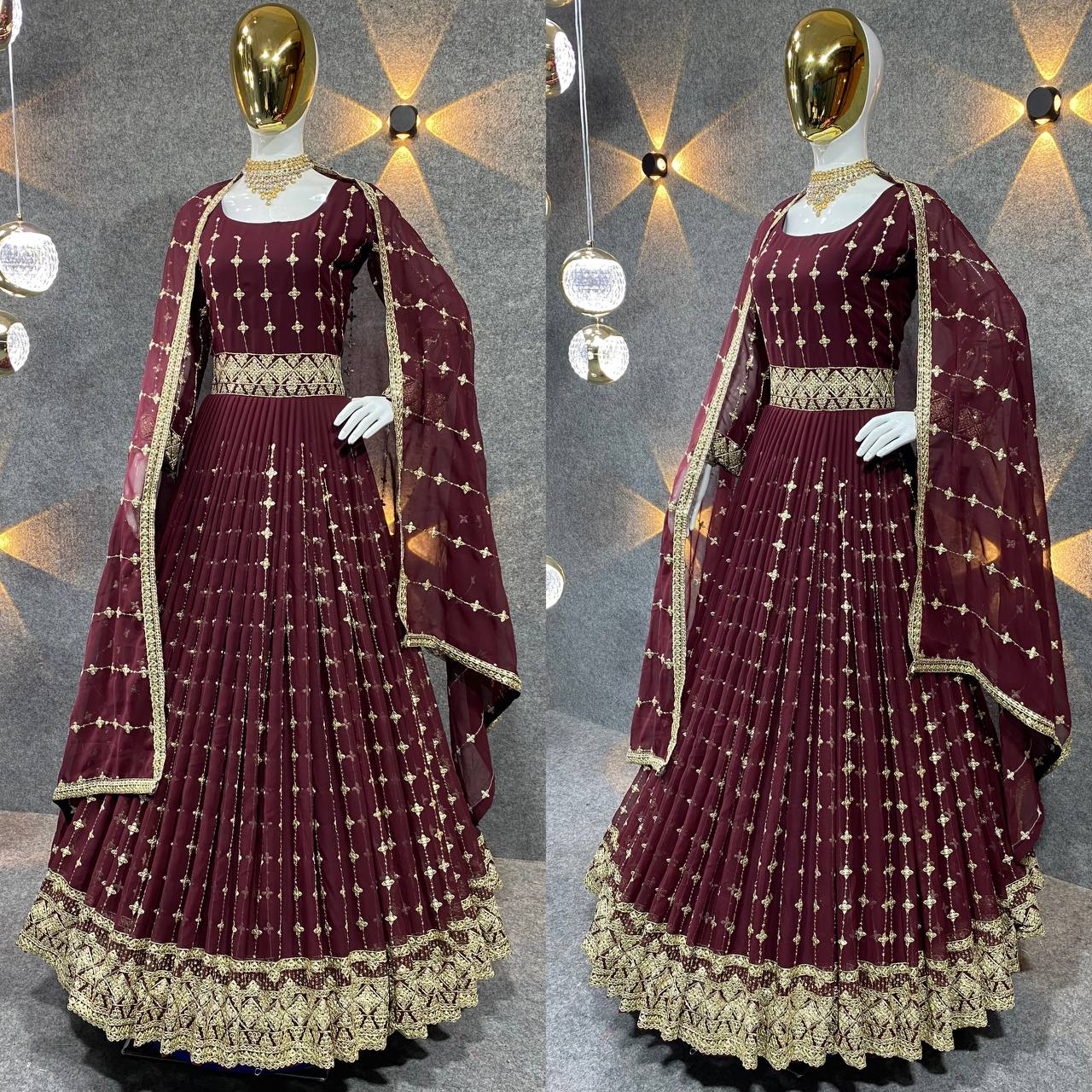 Designer Party Wear Anarkali Gown And Beautiful Dupatta