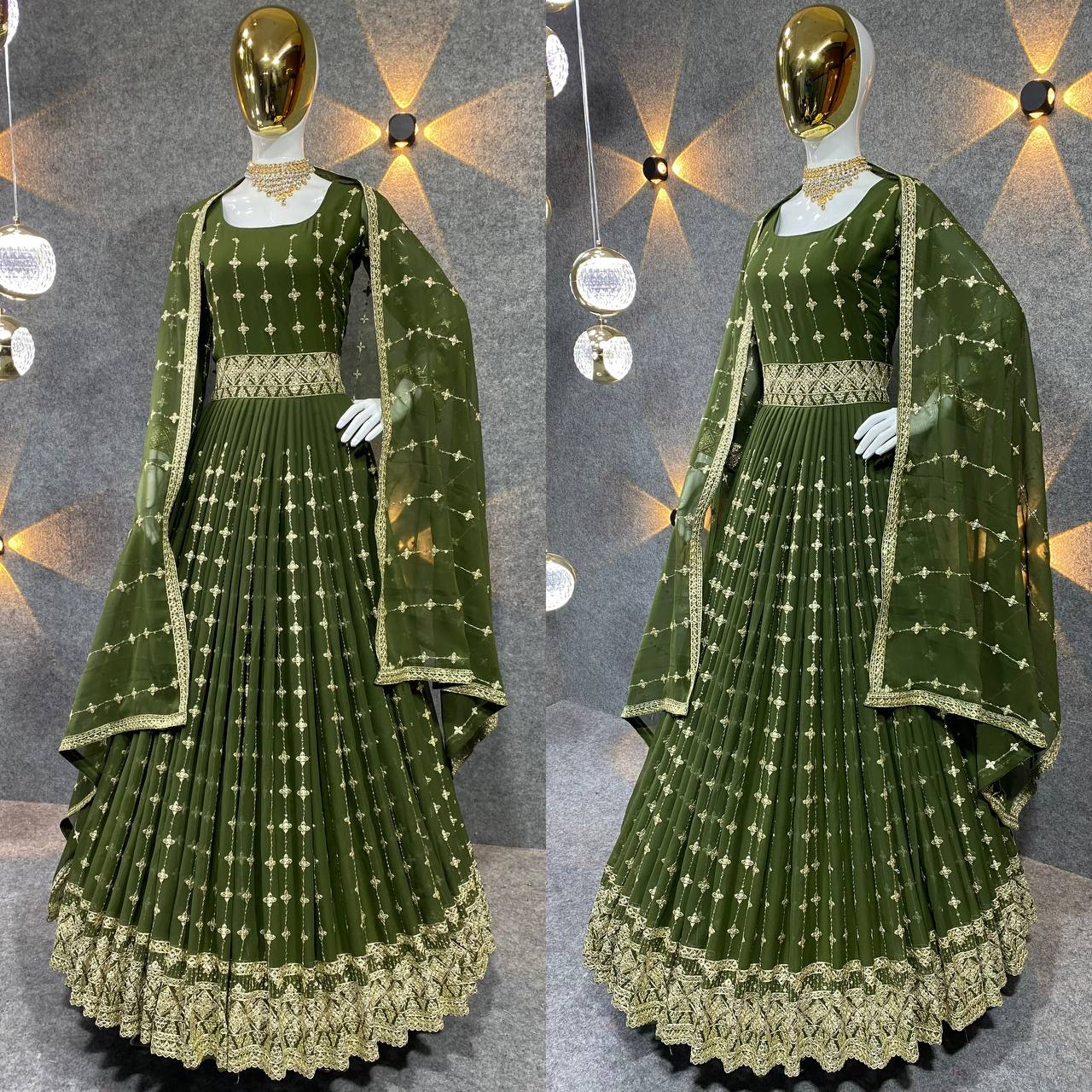 Designer Party Wear Anarkali Gown And Beautiful Dupatta
