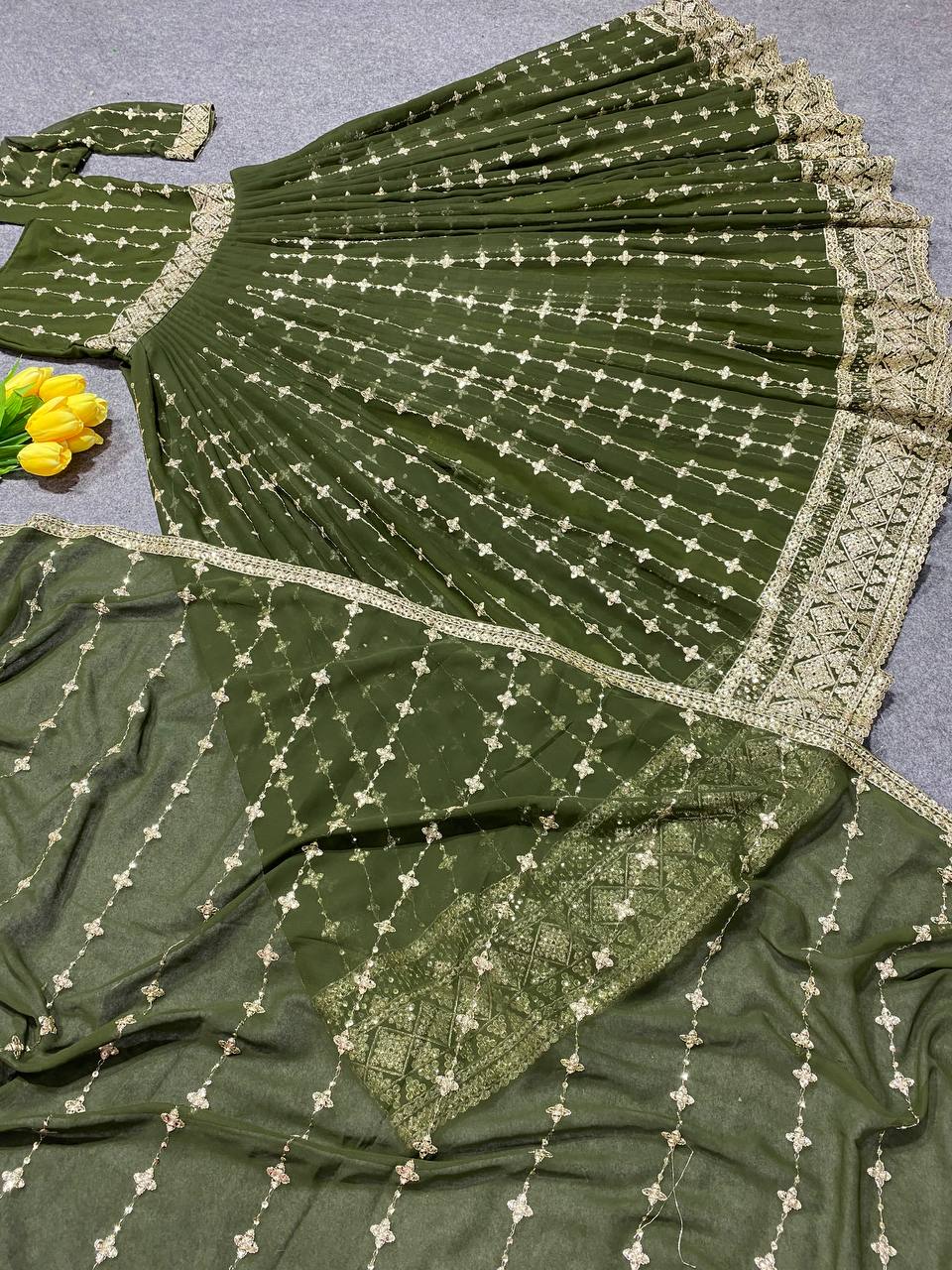 Designer Party Wear Anarkali Gown And Beautiful Dupatta