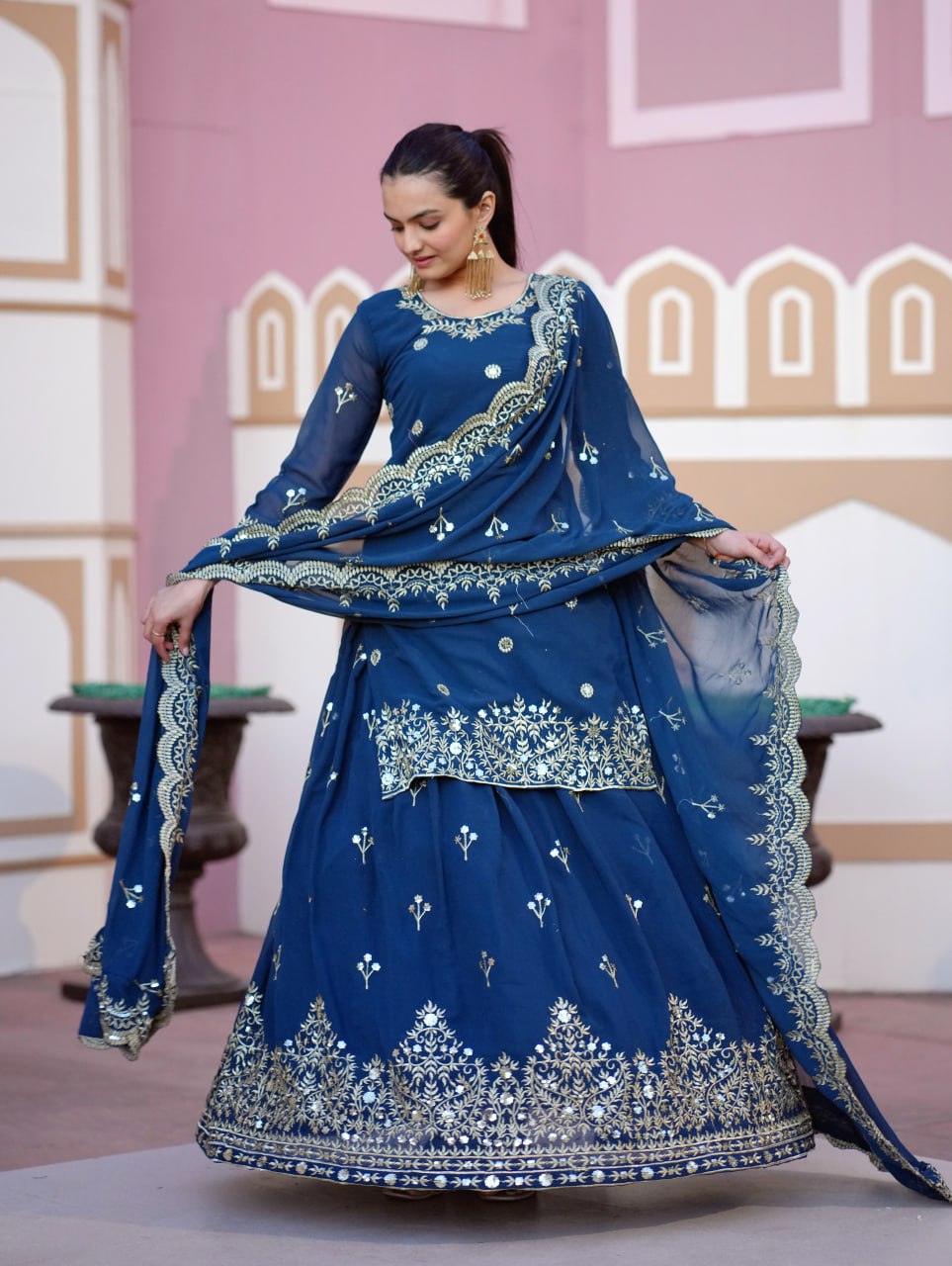 Designer Lehenga Suit With Sequence Embroidered Work