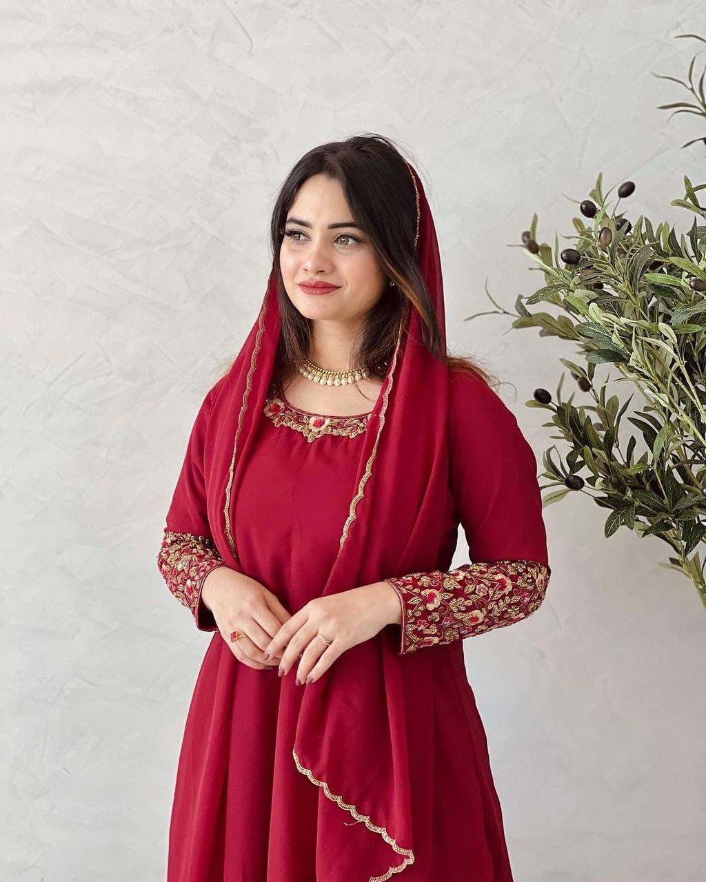 Party Wear Look Anarkali Gown, Dupatta & Bottom