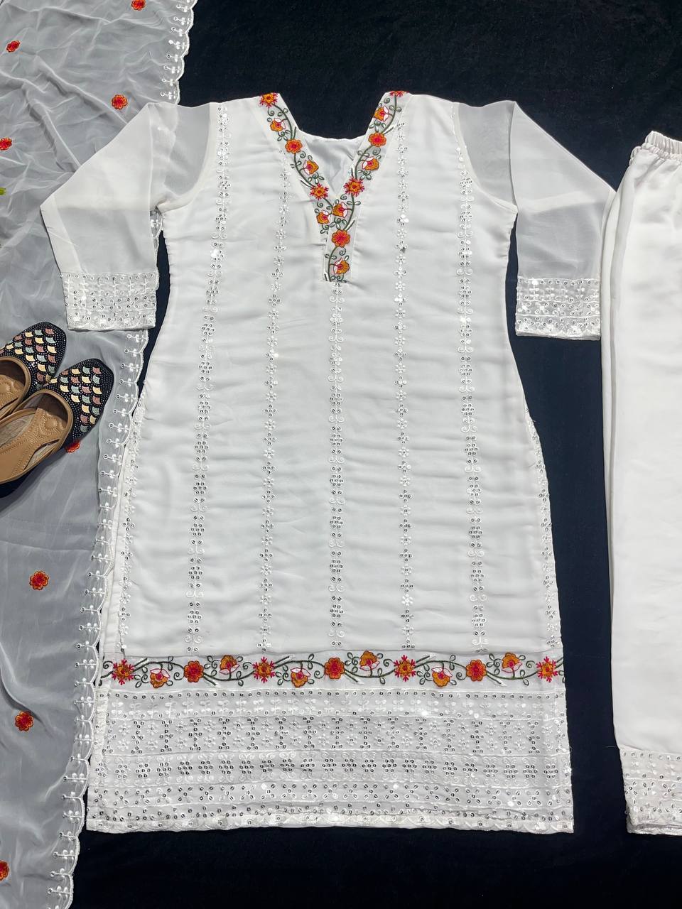 Designer Party Wear Top, Pant And Dupatta In Fancy Style