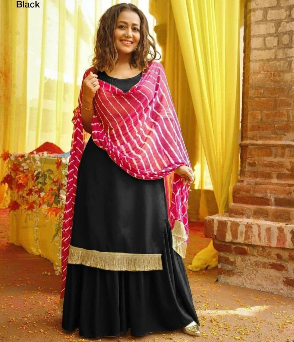 Party Wear Beautiful Top Bottom And Dupatta With Border Work