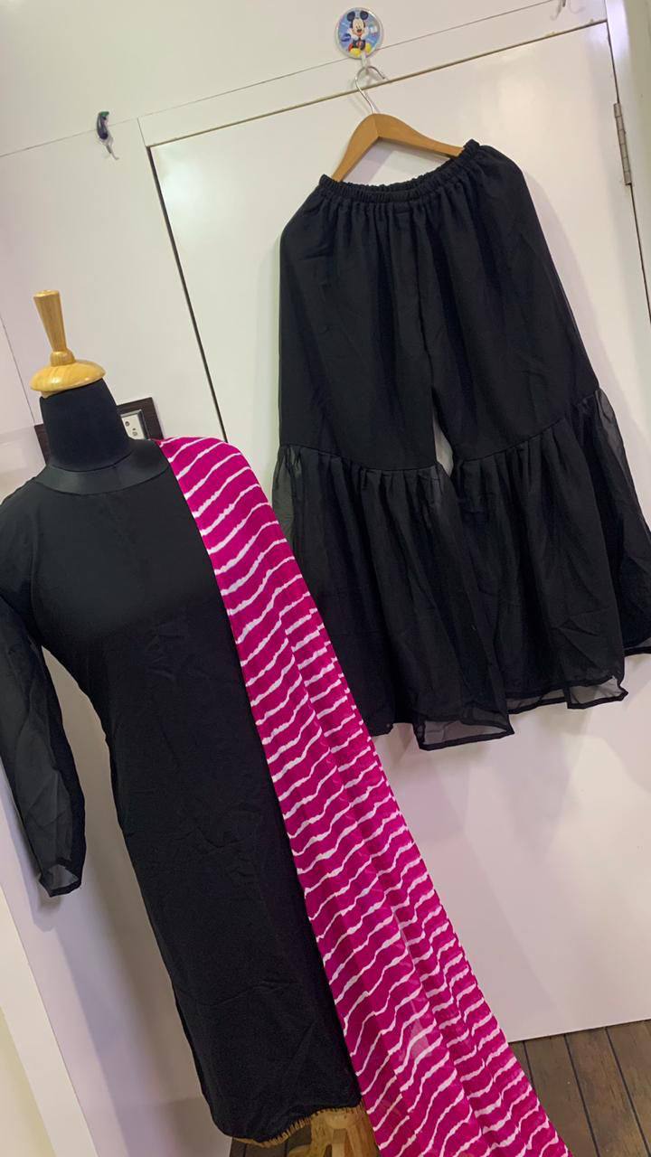 Party Wear Beautiful Top Bottom And Dupatta With Border Work