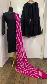 Party Wear Beautiful Top Bottom And Dupatta With Border Work