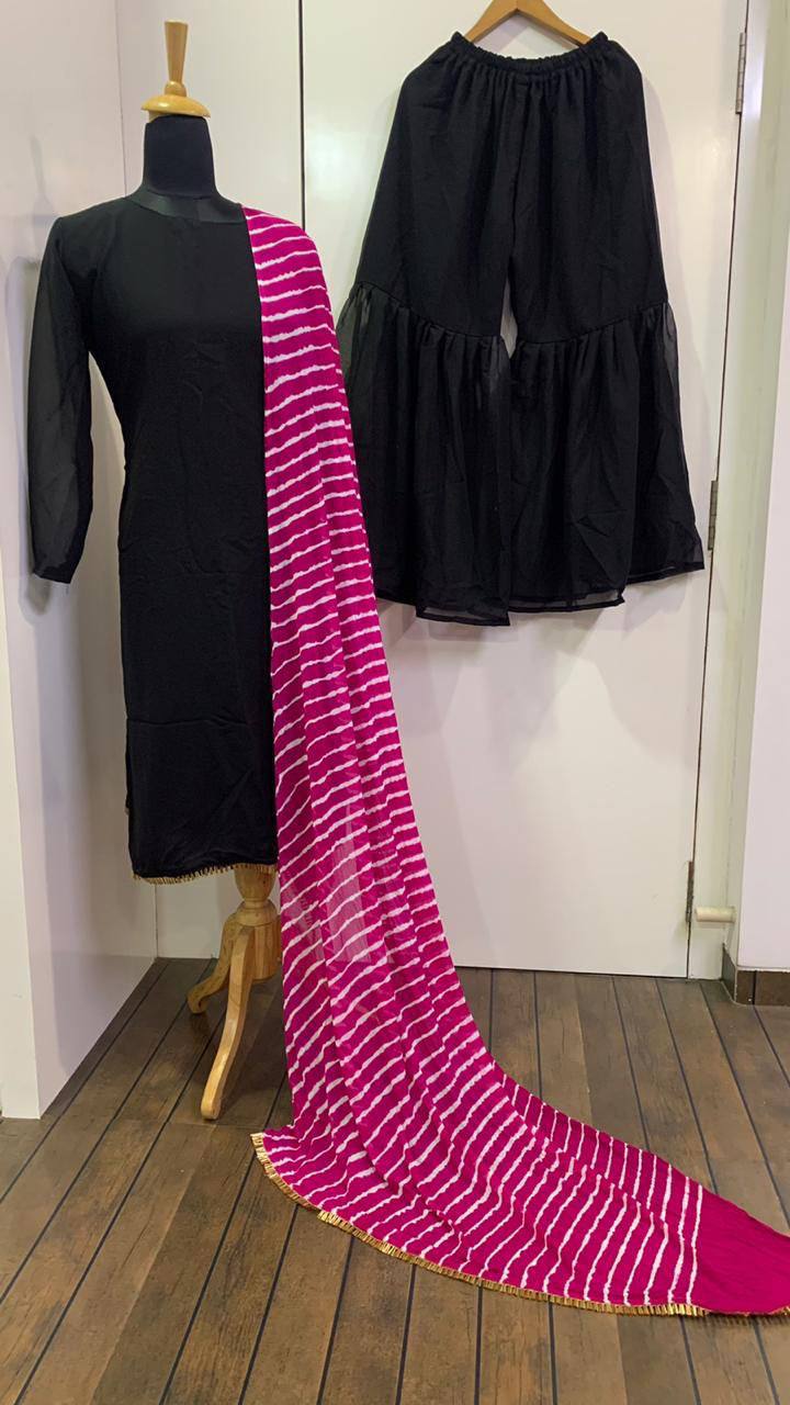 Party Wear Beautiful Top Bottom And Dupatta With Border Work