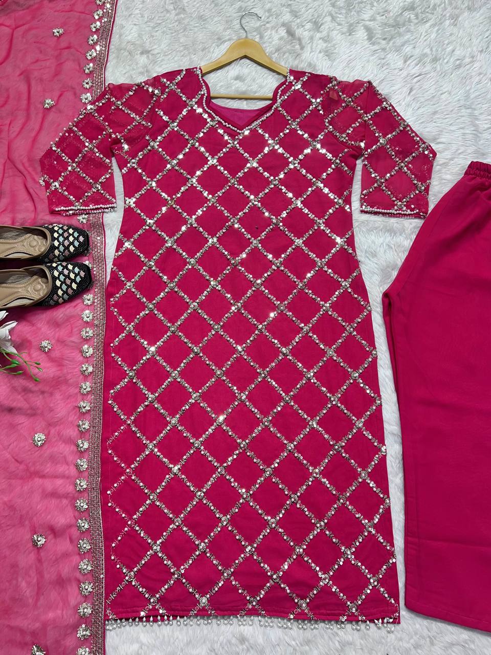 Party Wear Beautiful Top Bottom And Fancy Dupatta