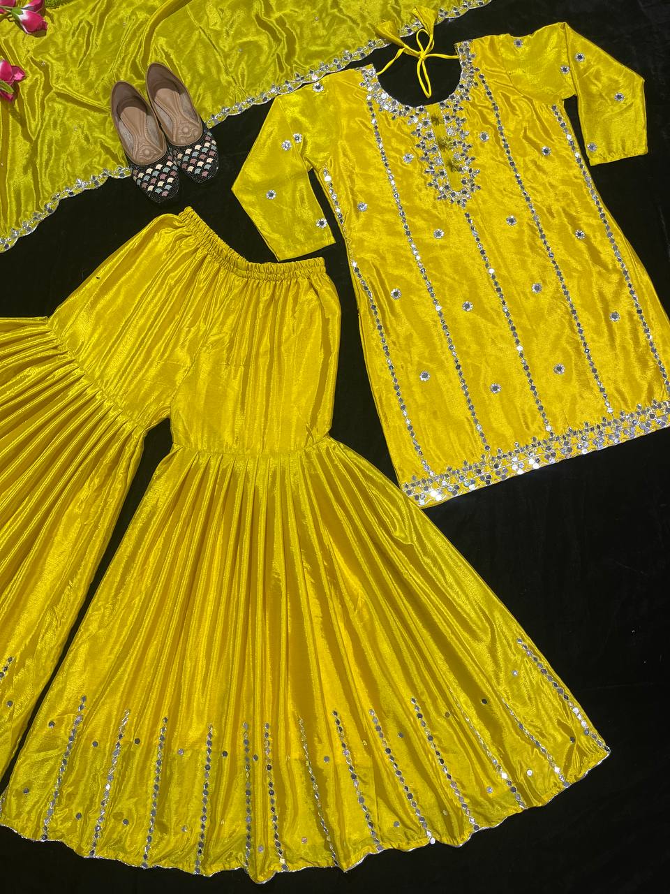 Designer Party Wear Top , Sharara And Dupatta In Fancy Style