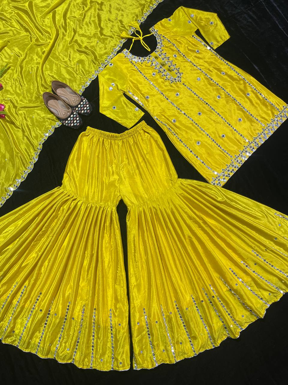 Designer Party Wear Top , Sharara And Dupatta In Fancy Style
