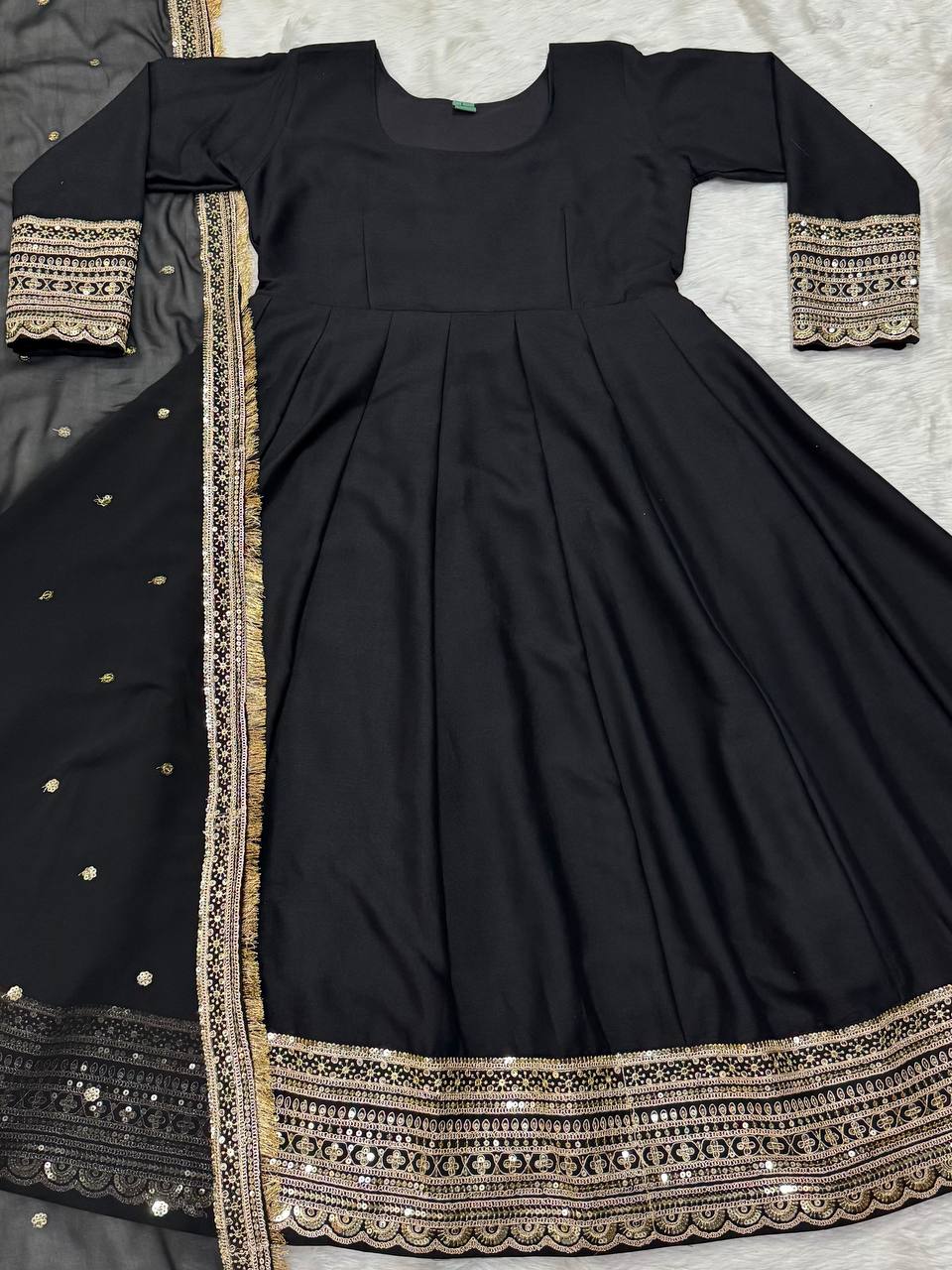 Designer Party Wear Anarkali Gown, Pent And Dupatta