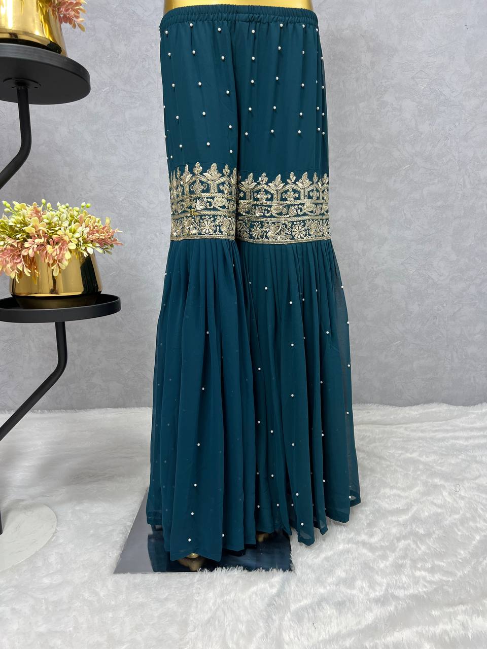 Party Wear Beautiful Top Sharara And Dupatta With Sequence Work
