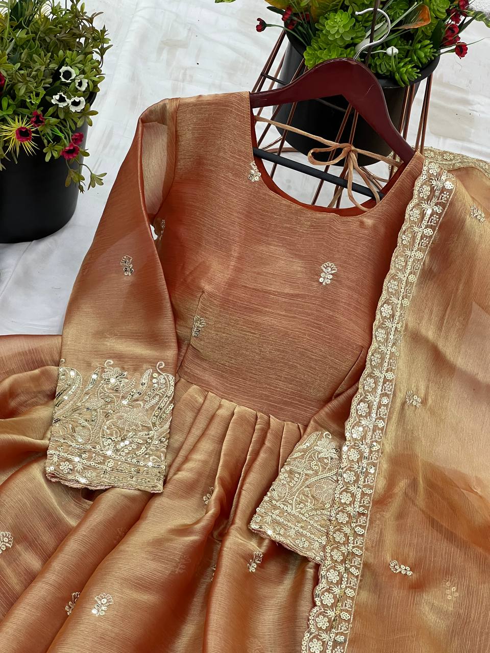 Designer Party Wear Look Gown-Bottom And Dupatta With Heavy Embroidery Work