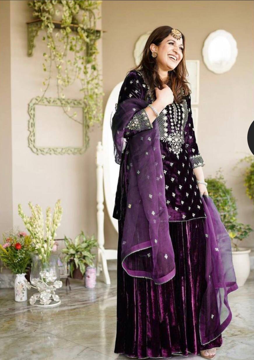 Beautiful Party Wear Top Sharara And Fancy Dupatta