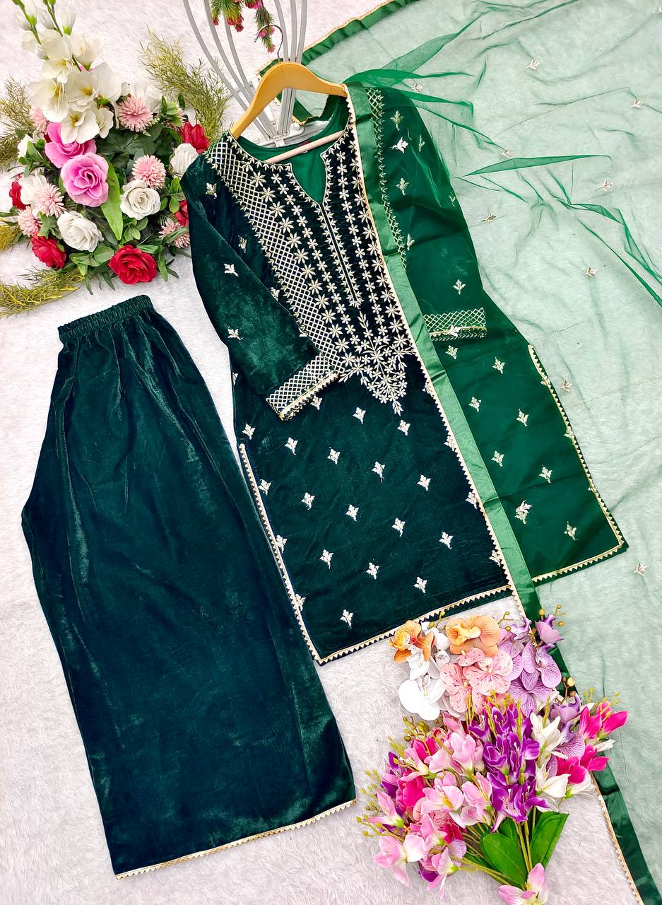 Beautiful Party Wear Top Sharara And Fancy Dupatta