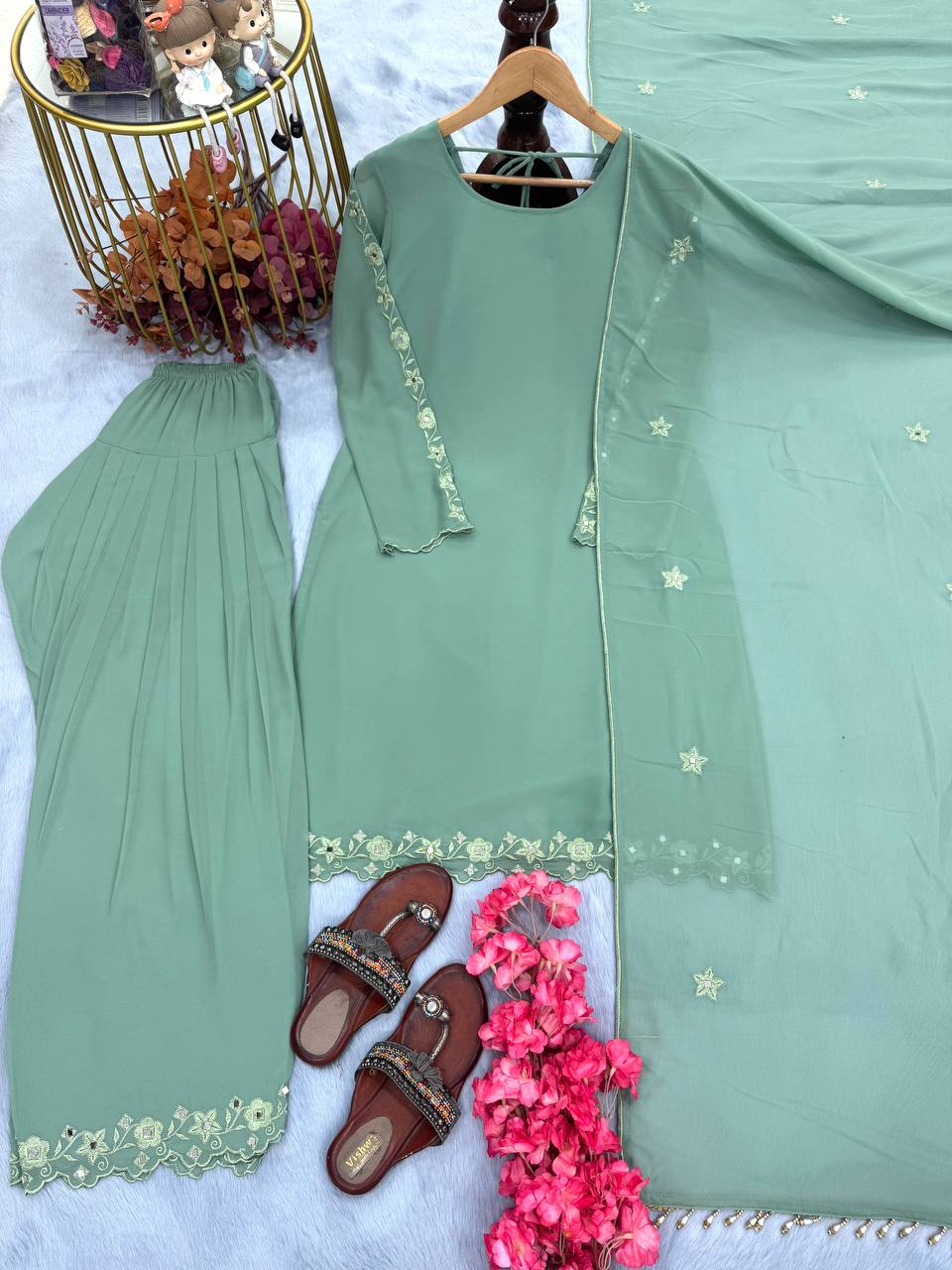 Designer Party Wear Look Top With Plazzo