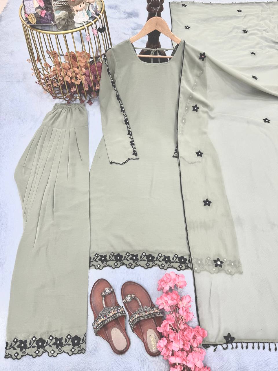 Designer Party Wear Look Top With Plazzo