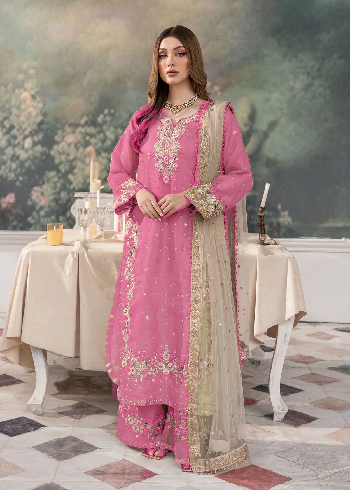 Designer Party Wear Suit Set With Sequence Embroidered Work