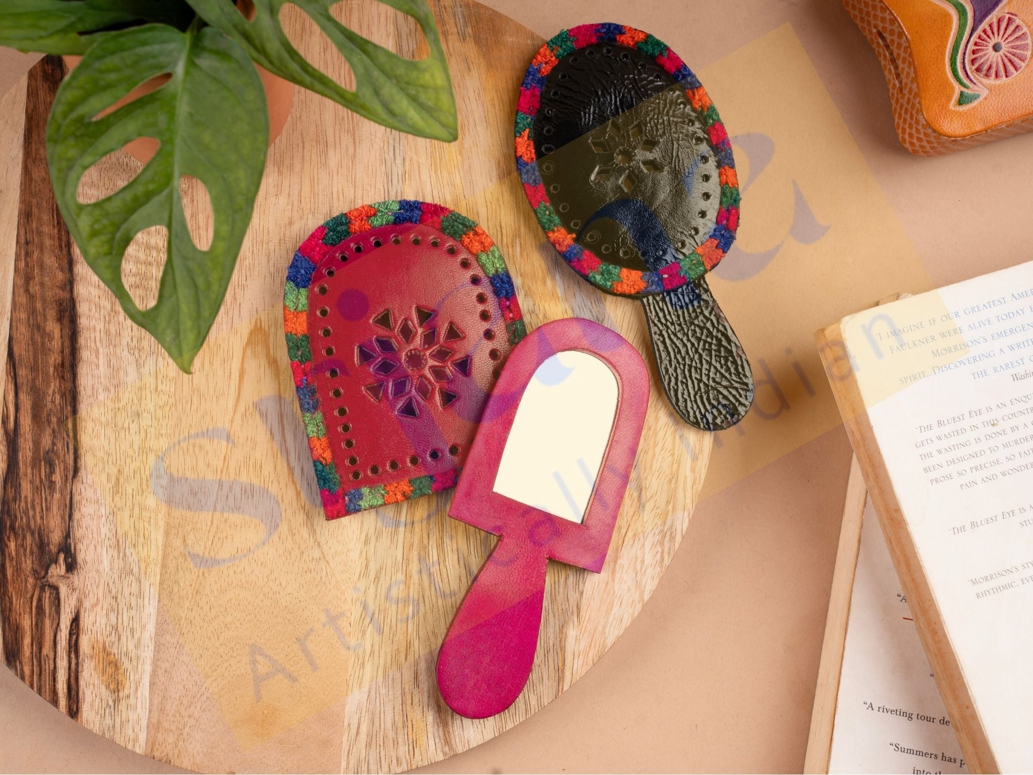 Handcrafted Vegan Leather Hand Mirror