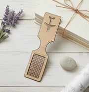 Almond plant leather airplane luggage tag made with cork and sustainable materials