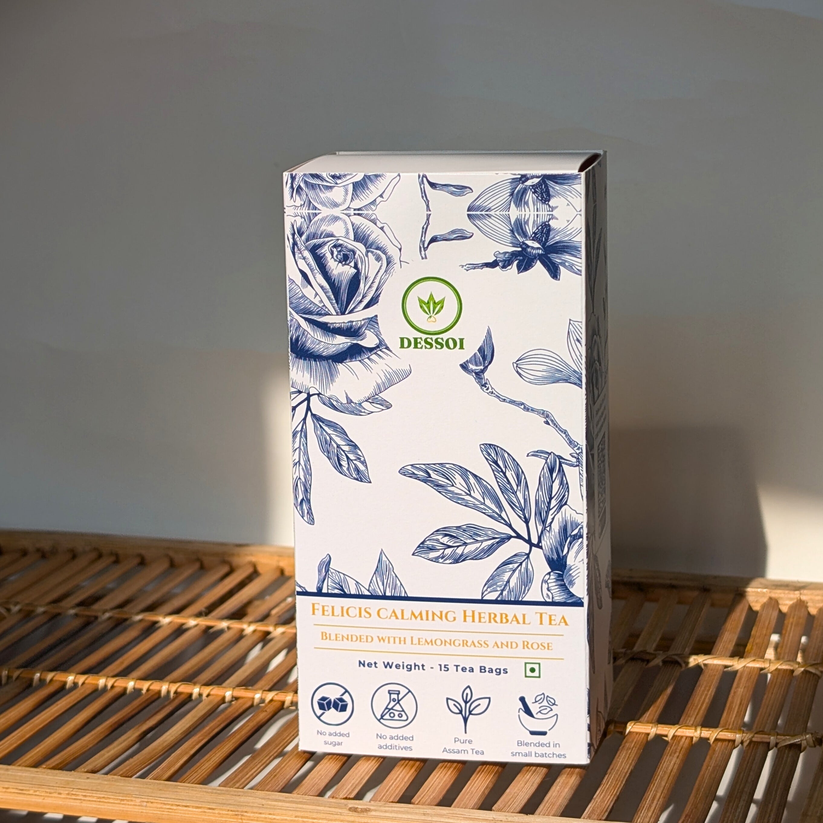 Felicis Calming Herbal Tea Bags | Lemongrass & Rose | Reduce Stress, Feel Relaxed