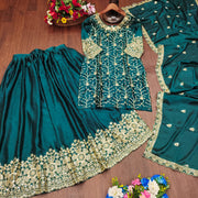 Designer Embroidered Rangoli Suit With Sequence Embroidered Work