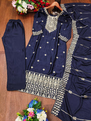 Designer Suit Set With Coding Sequence Embroidered Work