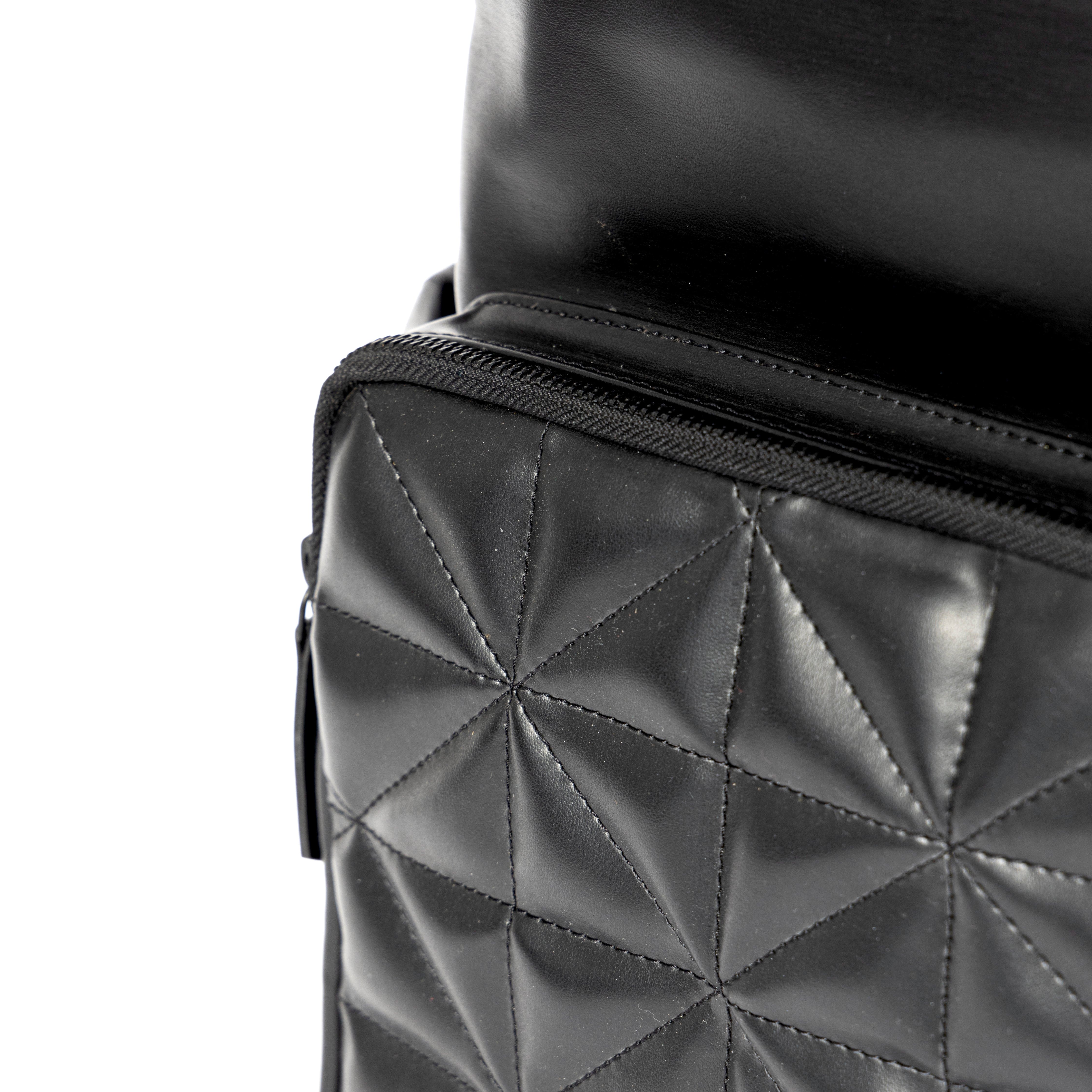 Elm Black Plant Leather Backpack