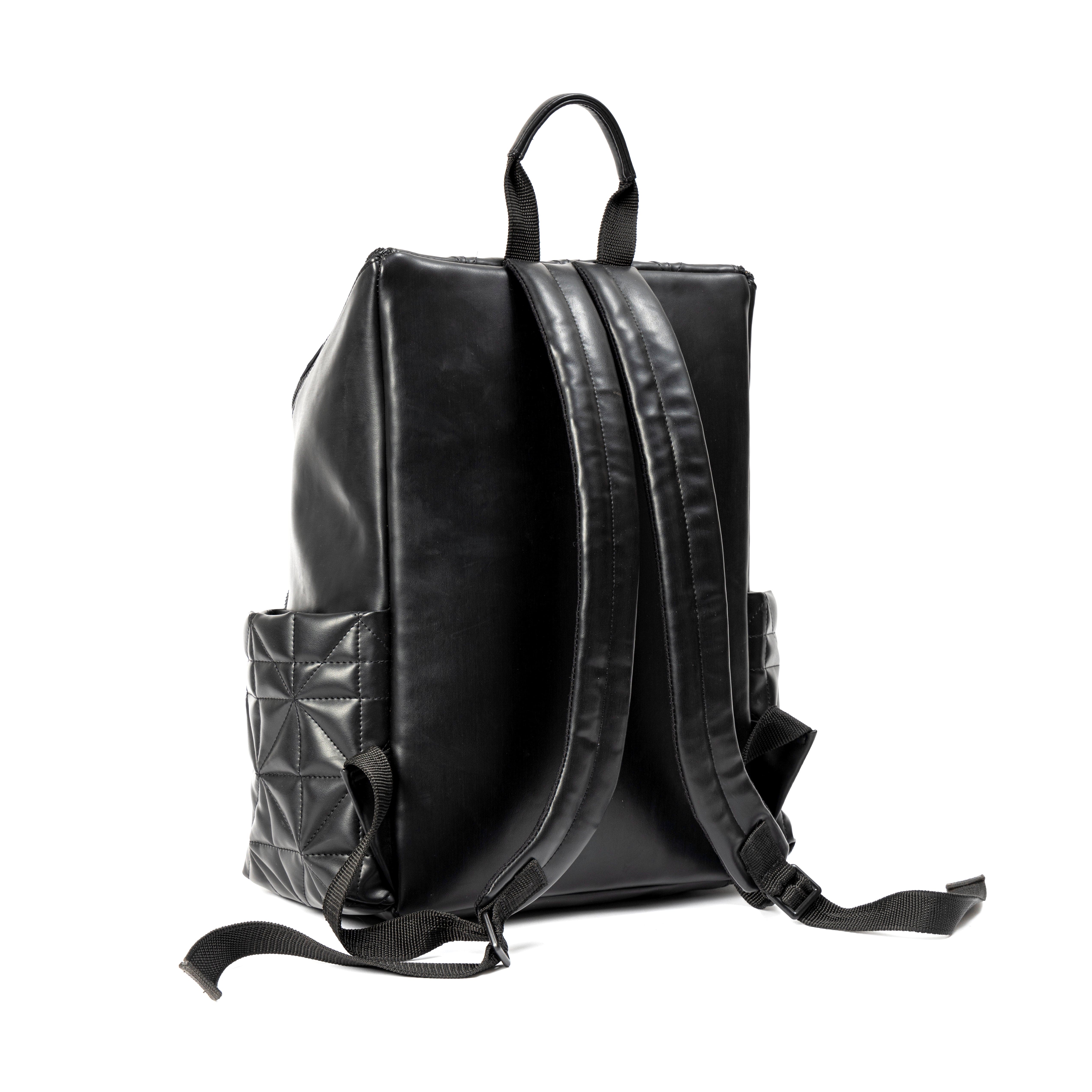 Elm Black Plant Leather Backpack
