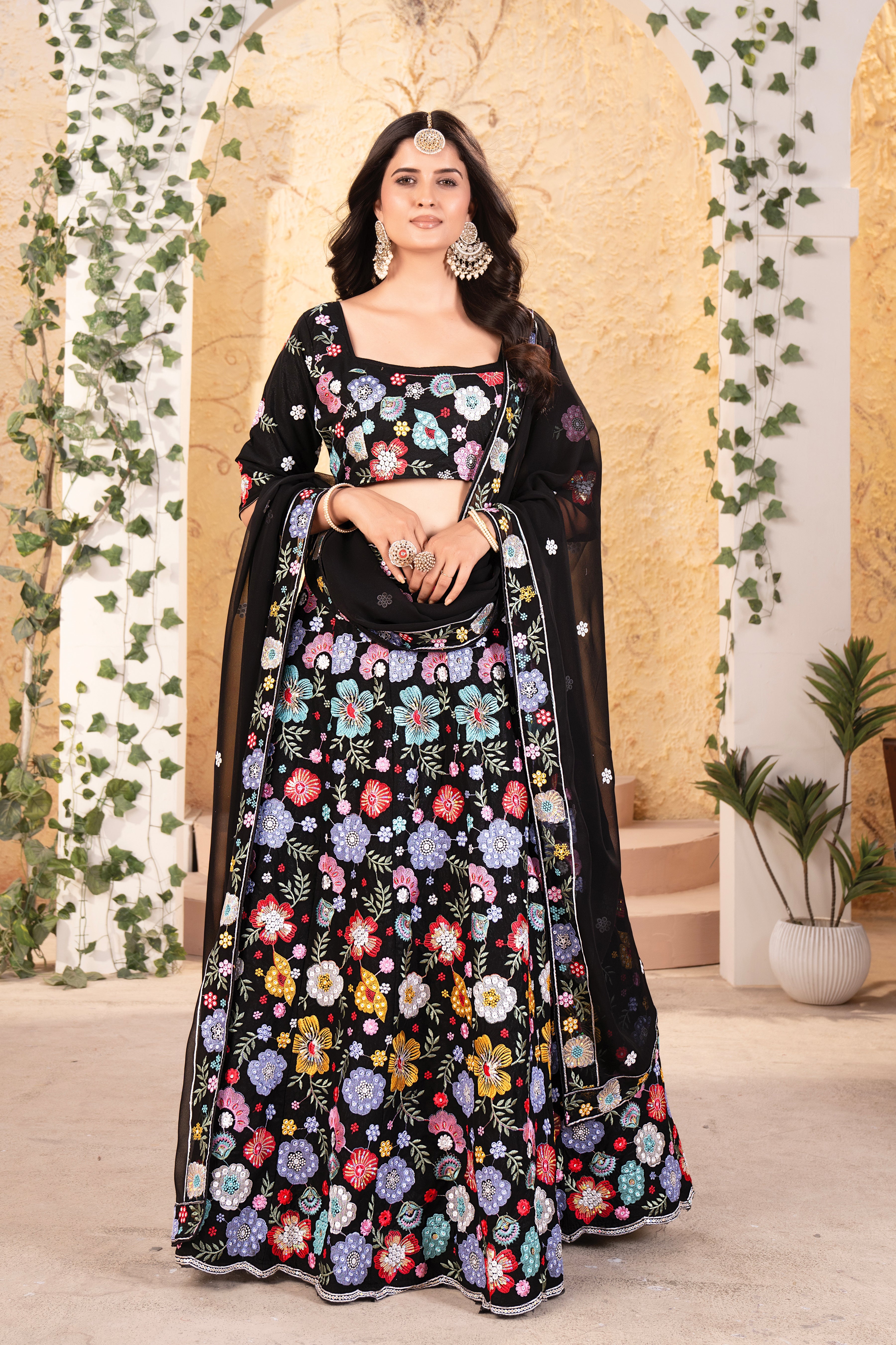 Designer Lehenga Choli With Beautiful Multi Thread Embroidery Work