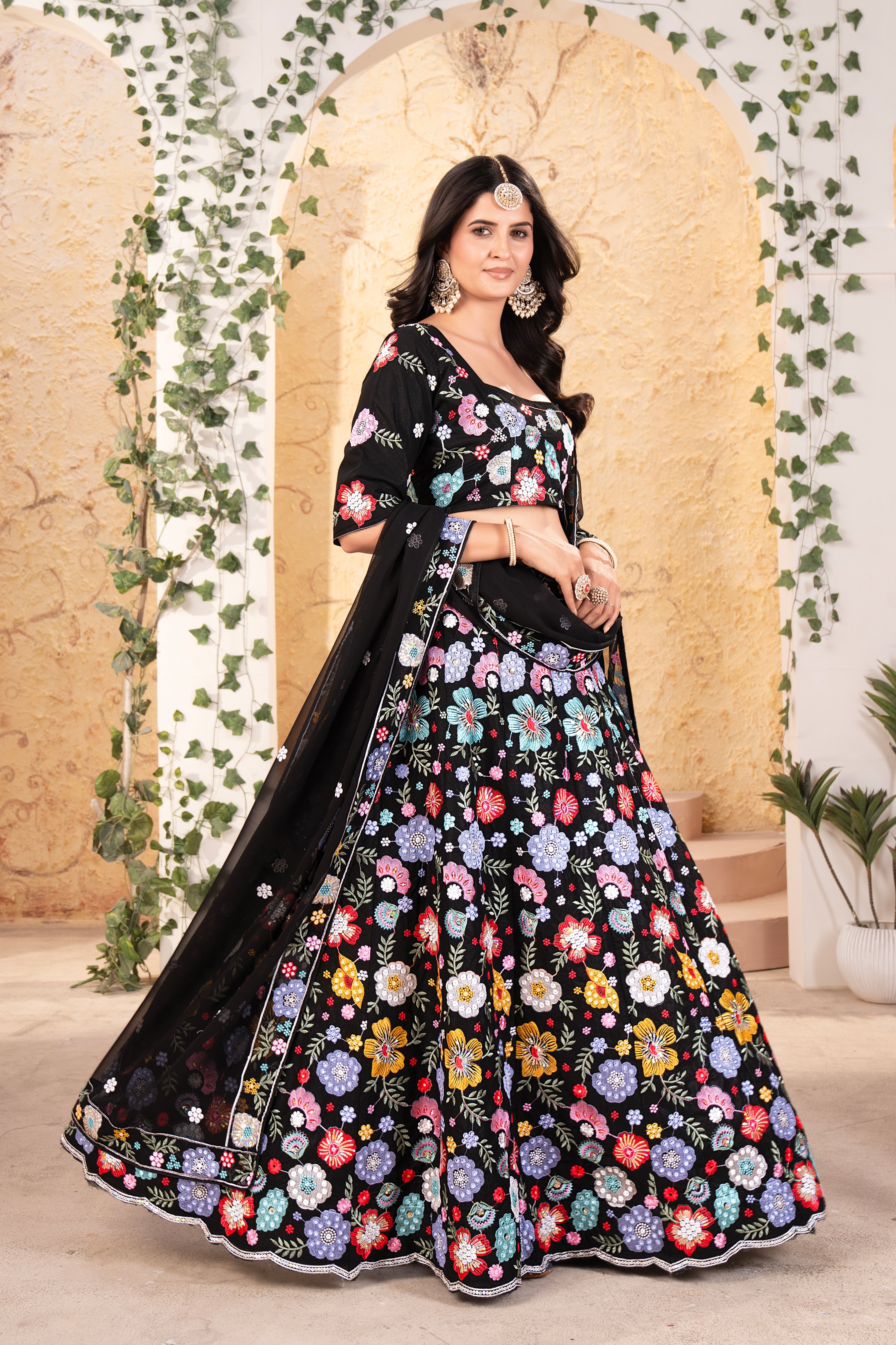 Designer Lehenga Choli With Beautiful Multi Thread Embroidery Work