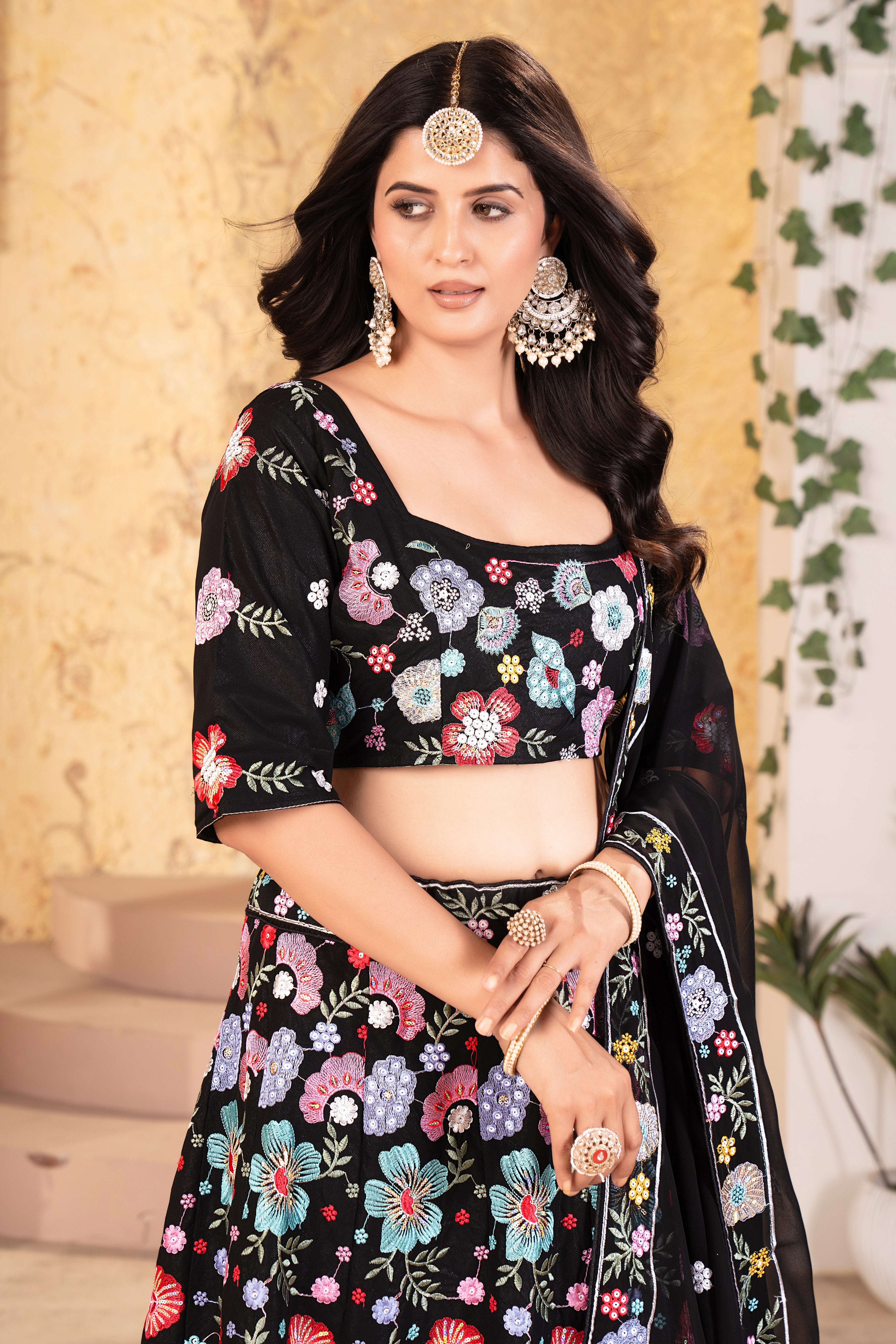 Designer Lehenga Choli With Beautiful Multi Thread Embroidery Work