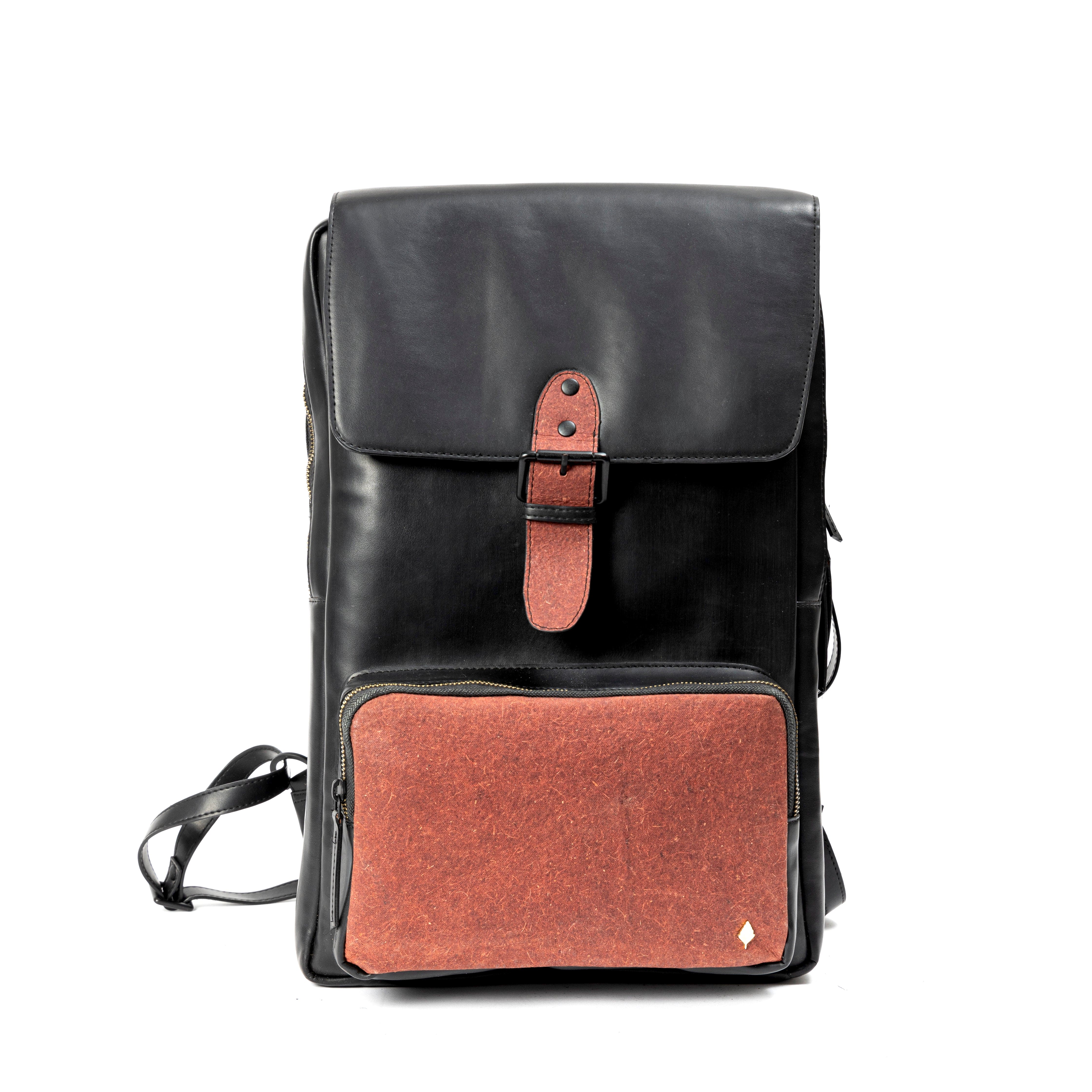 Arden Vegan Leather Backpack - Black