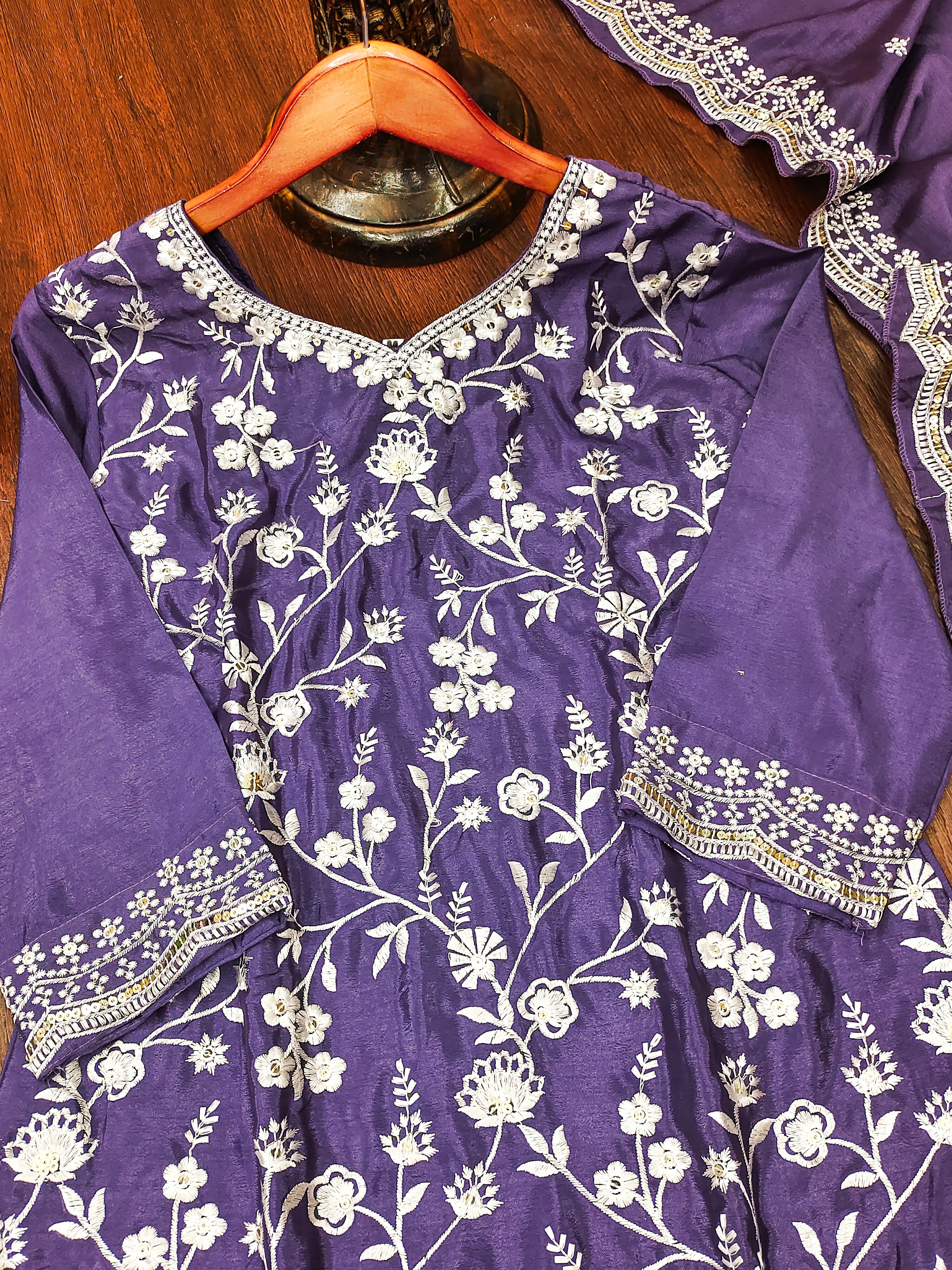 Beautiful Party Wear Sharara Suit With Sequence Embroidered Work