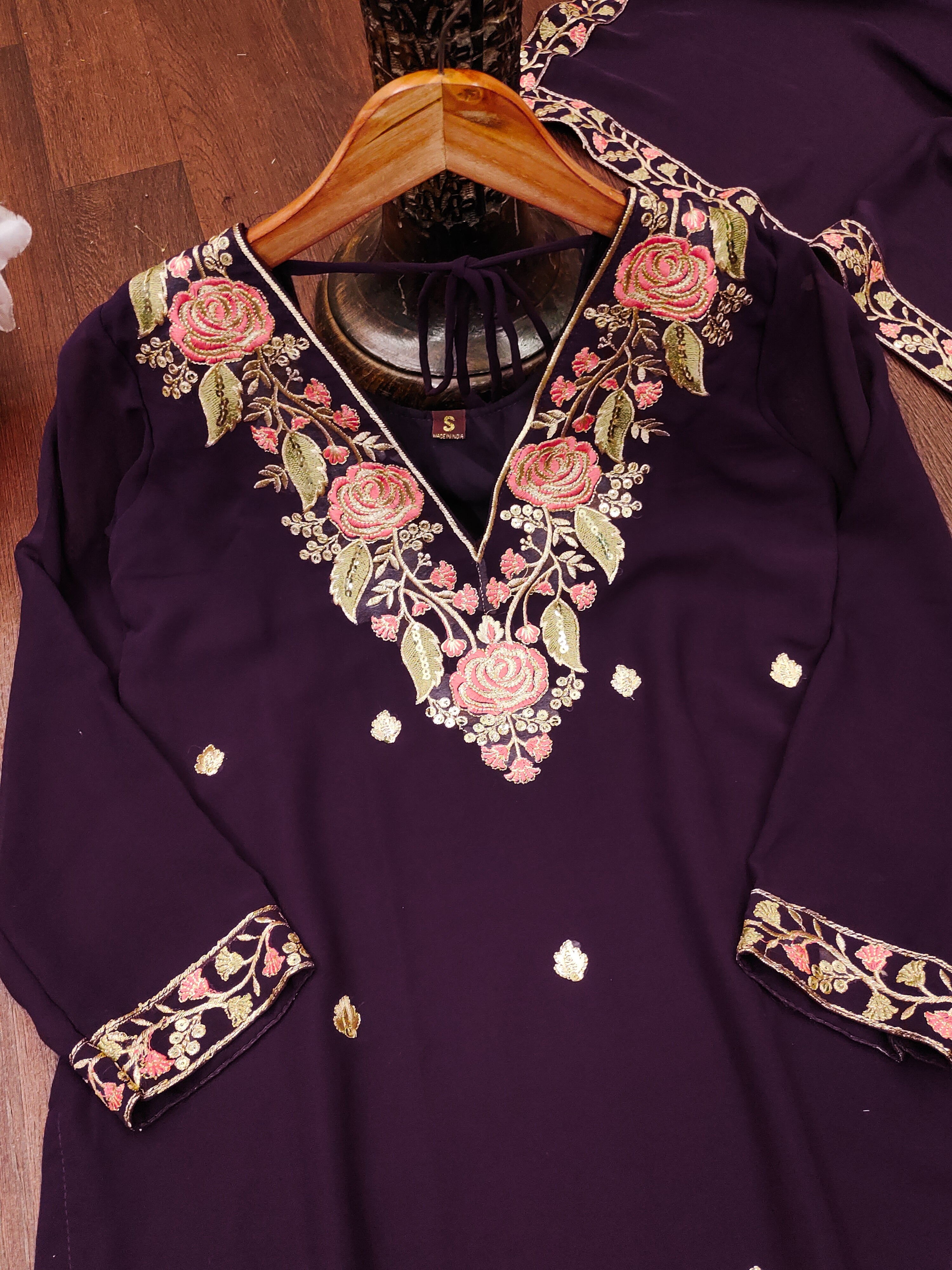 Designer Embroidered Georgette Suit With Sequence Embroidered Work