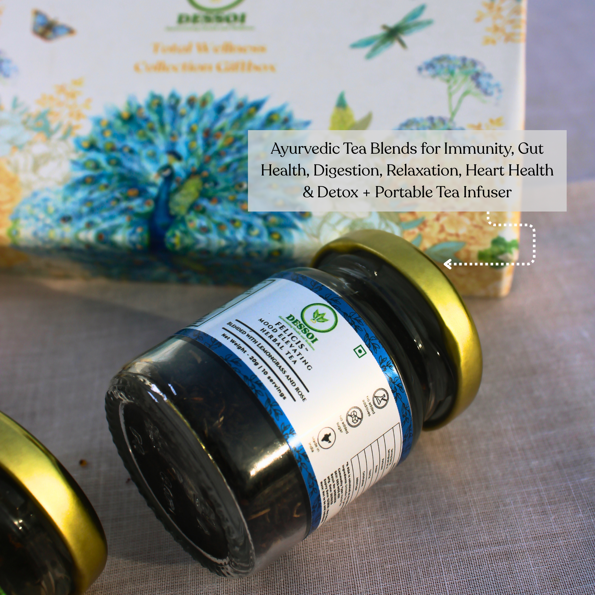Total Wellness Collection Giftbox/Tea Taster Kit | Set of 5 Blends & Premium Tea Infuser