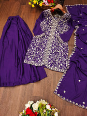 Designer Party Wear Suit Set With Sequence Embroidered Work